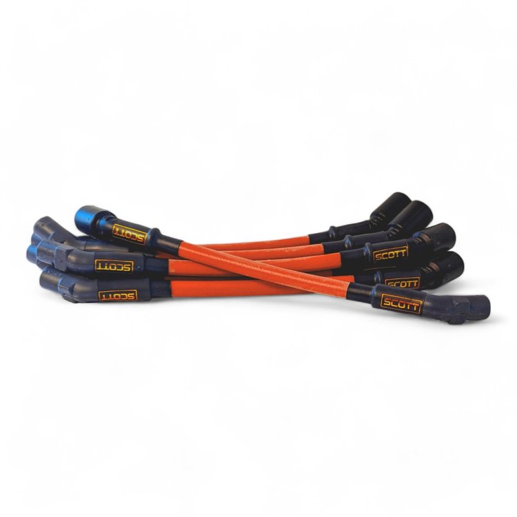 SPW-CH-7.3ZILLA-9 High-Performance Silicone-Sleeved Spark Plug Wire Set for Ford 7.3L Godzilla [Fluorescent Orange]