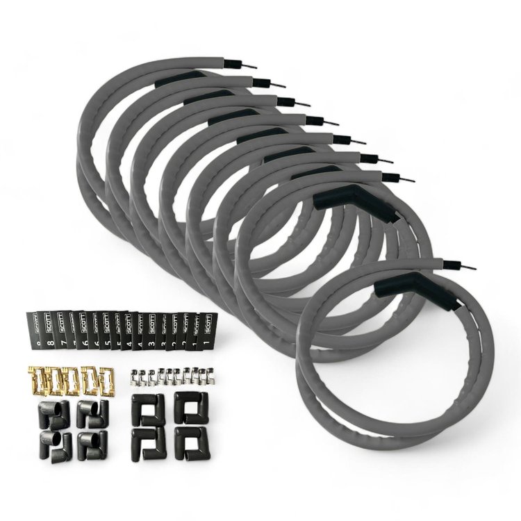 SPW-CH-K45-3 DIY High-Performance Silicone-Sleeved Spark Plug Wire Set, 45-Degree Boot [Gray]