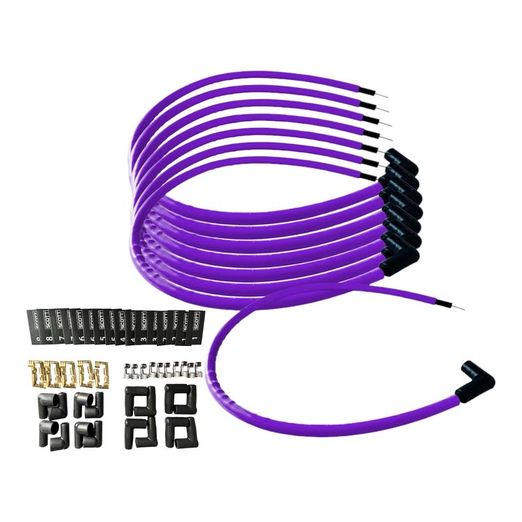 SPW-CH-K90-6 DIY High-Performance Silicone-Sleeved Spark Plug Wire Set, 90-Degree Boot [Purple]