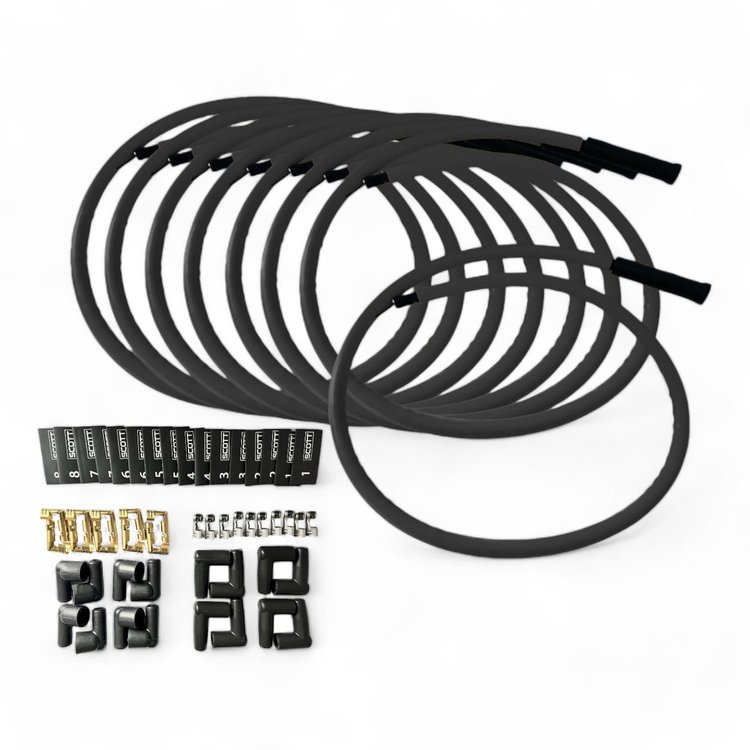 SPW-CH-KSTR-1 DIY High-Performance Silicone-Sleeved Spark Plug Wire Set, Straight Boot [Black]