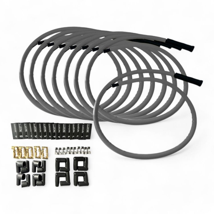 SPW-CH-KSTR-3 DIY High-Performance Silicone-Sleeved Spark Plug Wire Set, Straight Boot [Gray]