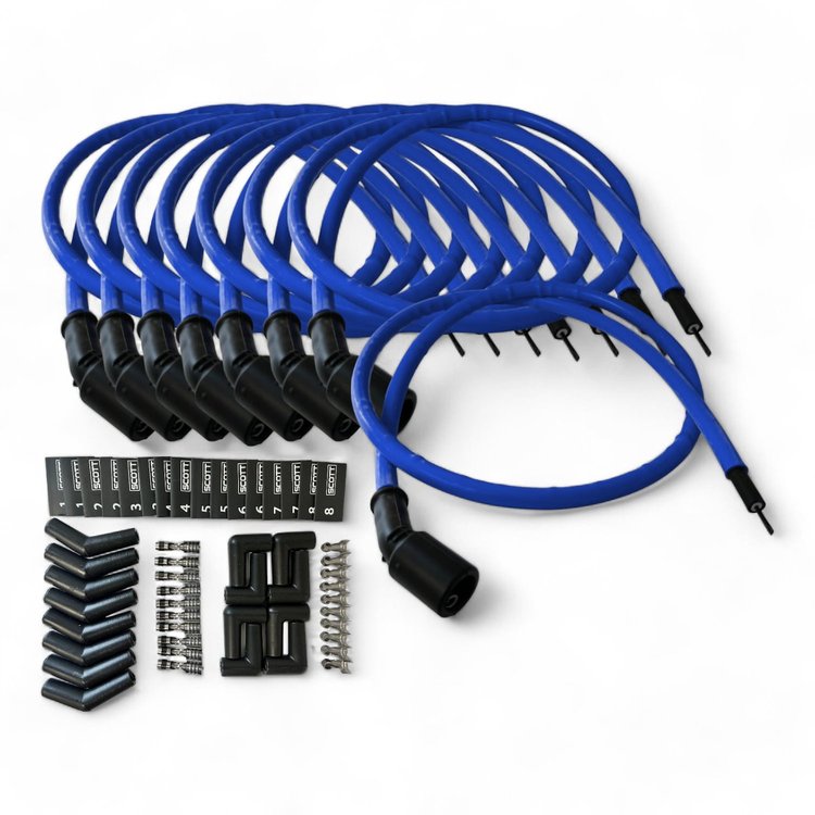 SPW-CH-LSRELO-4 DIY High-Performance Silicone-Sleeved Spark Plug Wire Set, GM LS [Blue]