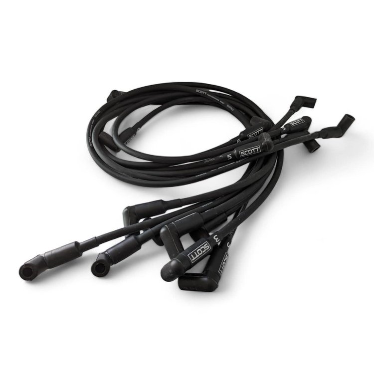 SPW-NS-407 High-Performance Non-Sleeved Spark Plug Wire Set for Small Block Chevy, Under Header [90-Degree Plug Boot]