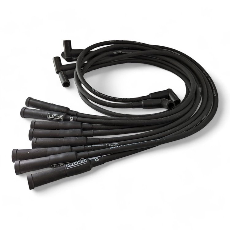 SPW-NS-421 High-Performance Non-Sleeved Spark Plug Wire Set for Small Block Chevy, Over Valve Cover [Straight Plug Boot]