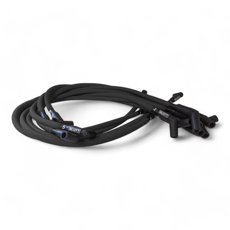 SPW-PS-415-1 High-Performance Fiberglass-Oversleeved Spark Plug Wire Set for Big Block Chevy, Over Valve Cover [Black]