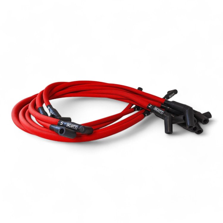 SPW-PS-426-2 High-Performance Fiberglass-Oversleeved Spark Plug Wire Set for Small Block Ford, Over Valve Cover [Red]
