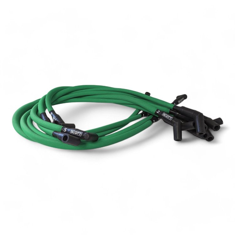 SPW-PS-426-4 High-Performance Fiberglass-Oversleeved Spark Plug Wire Set for Small Block Ford, Over Valve Cover [Green]