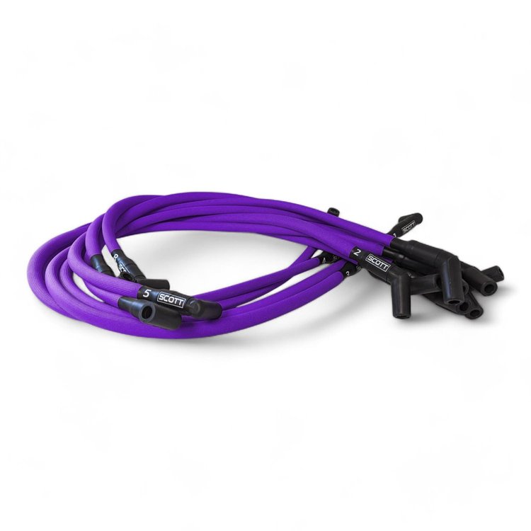 SPW-PS-429-7 High-Performance Fiberglass-Oversleeved Spark Plug Wire Set for Big Block Ford, Over Valve Cover [Purple]