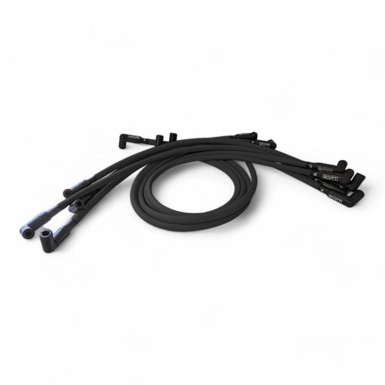 SPW-PS-430-1 High-Performance Fiberglass-Oversleeved Spark Plug Wire Set for Big Block Ford, Under Header [Black]