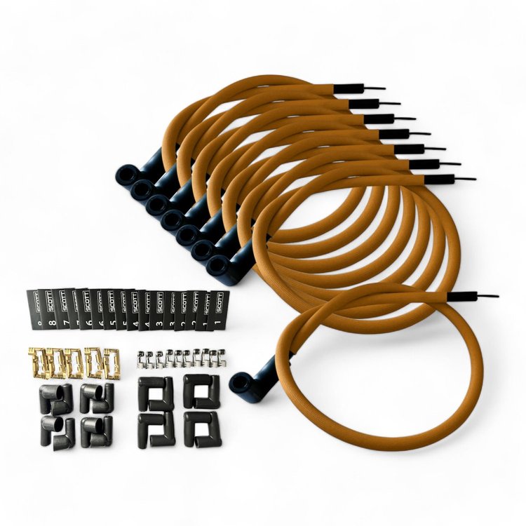 SPW-PS-K90-6 DIY High-Performance Fiberglass-Oversleeved Spark Plug Wire Set for DIY Kits, 90-Degree Boot [Orange]