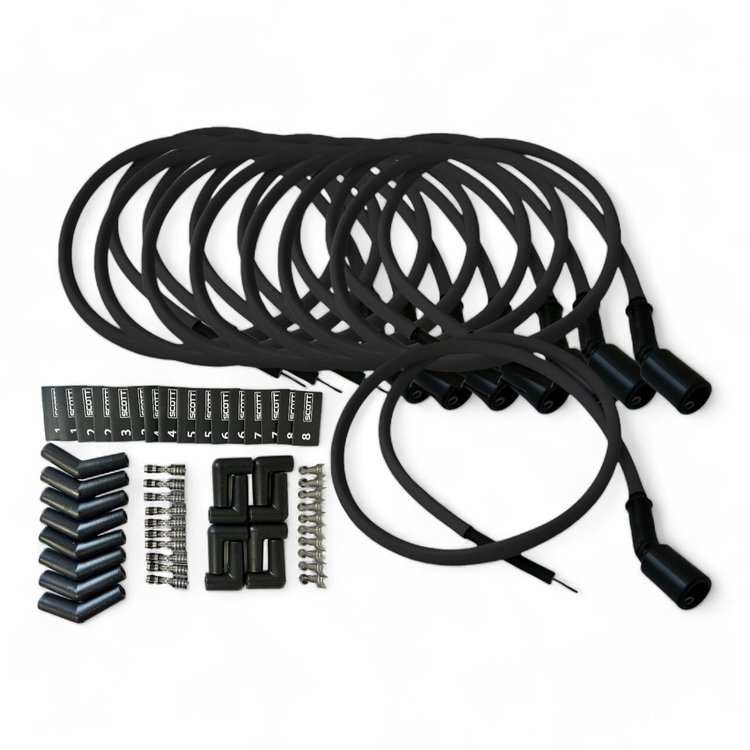 SPW-PS-LSRELO-1 DIY High-Performance Fiberglass-Oversleeved Spark Plug Wire Set for DIY Kits, GM LS [Black]