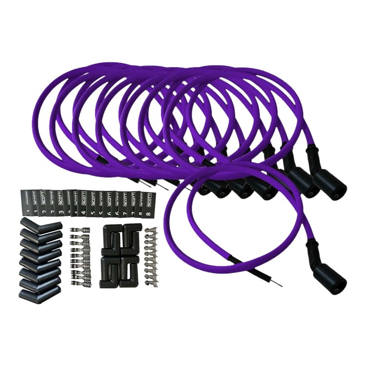 SPW-PS-LSRELO-7 DIY High-Performance Fiberglass-Oversleeved Spark Plug Wire Set for DIY Kits, GM LS [Purple]