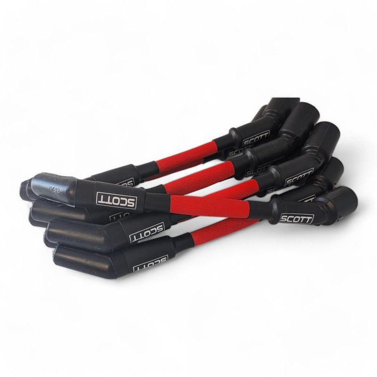 SPW-PS-LS-S-2 High-Performance Fiberglass-Oversleeved Spark Plug Wire Set for GM LS, Standard [Red]