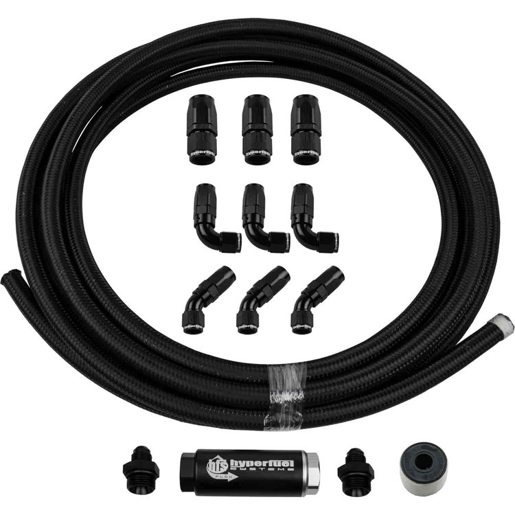 Stainless Steel Braided Hose Kit Black 20 ft. -6 AN