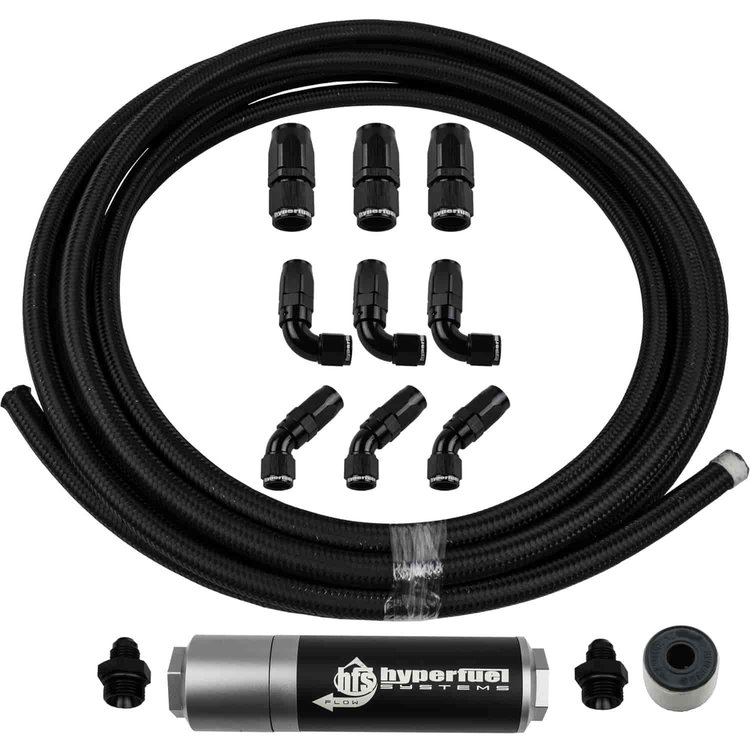 Stainless Steel Braided Hose Kit Black 20 ft. -6 AN