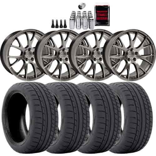 Dodge Challenger Hellcat Style Wheel and Tire Kit Includes: (4) 20" x 9" Hyper Black Hellcat Style Wheels