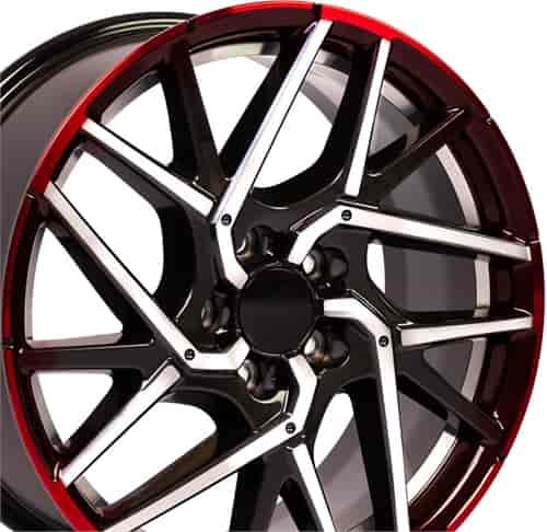 Honda Civic Style Gunmetal with Machined Face and Gradient Red Band Wheel Size: 18" x 8"