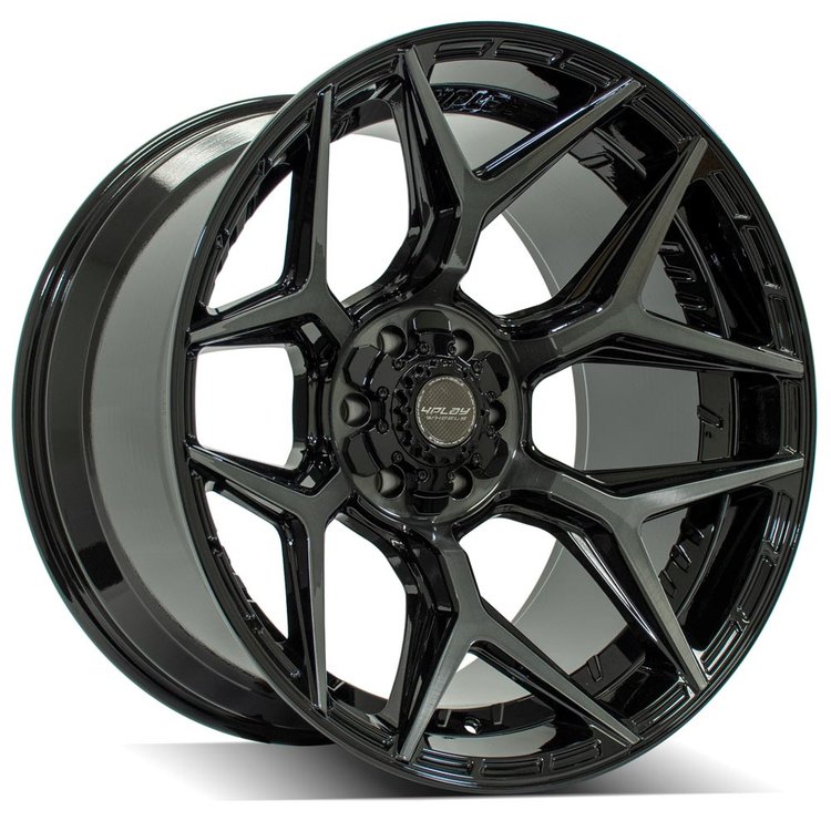 4Play 06 Wheel Size: 22" x 12", Bolt Pattern: 5 x 5" / 5 x 5.50" [Brushed Black]