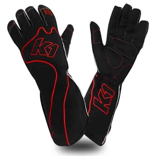 Black/Red RS1 Karting Gloves - Medium