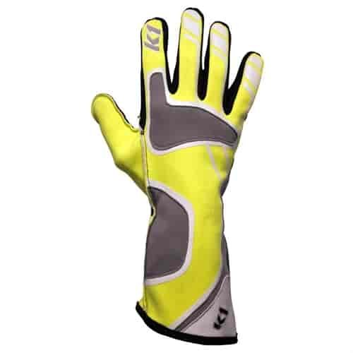 Fluorescent Yellow Apex Karting Gloves - 4X-Small