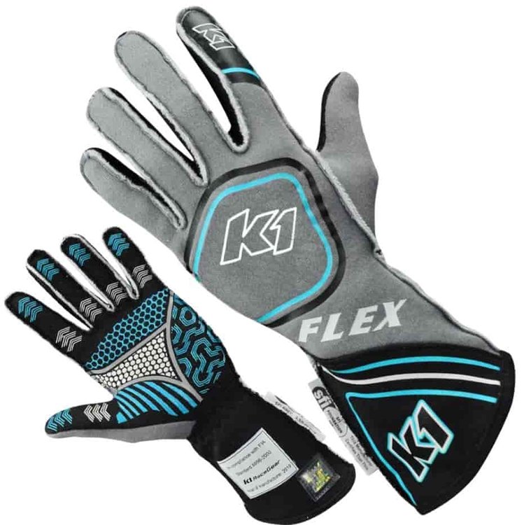 Fluorescent Blue/Grey FLEX Nomex Gloves - Medium