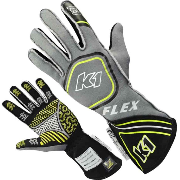 Fluorescent Yellow/Grey FLEX Nomex Gloves - Medium