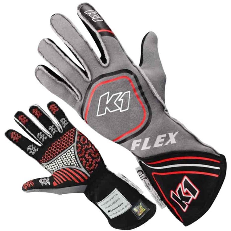 Fluorescent Red/Grey FLEX Nomex Gloves - Large