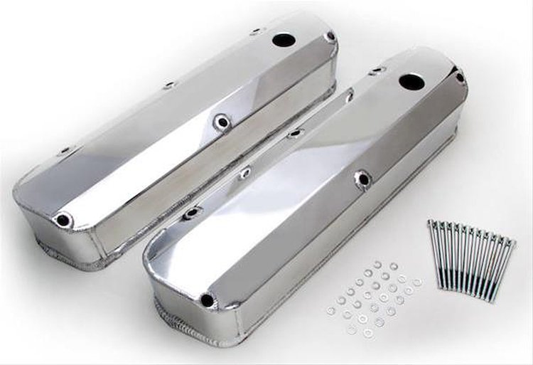FABRICATED ALUMINUM VALVE COVERS CHROME BB FORD NO HOLE