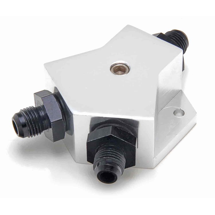 BILLET FUEL Y-BLOCK FITTING WITH -4 PORTS