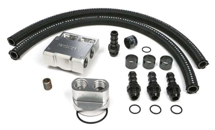 BILLET SINGLE OIL FILTER RELOCATION KIT-FORD 4.6+5.4L CHEV LS