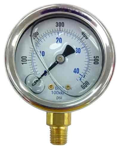 2 in. Liquid Filled Gauge 0-600 lbs.