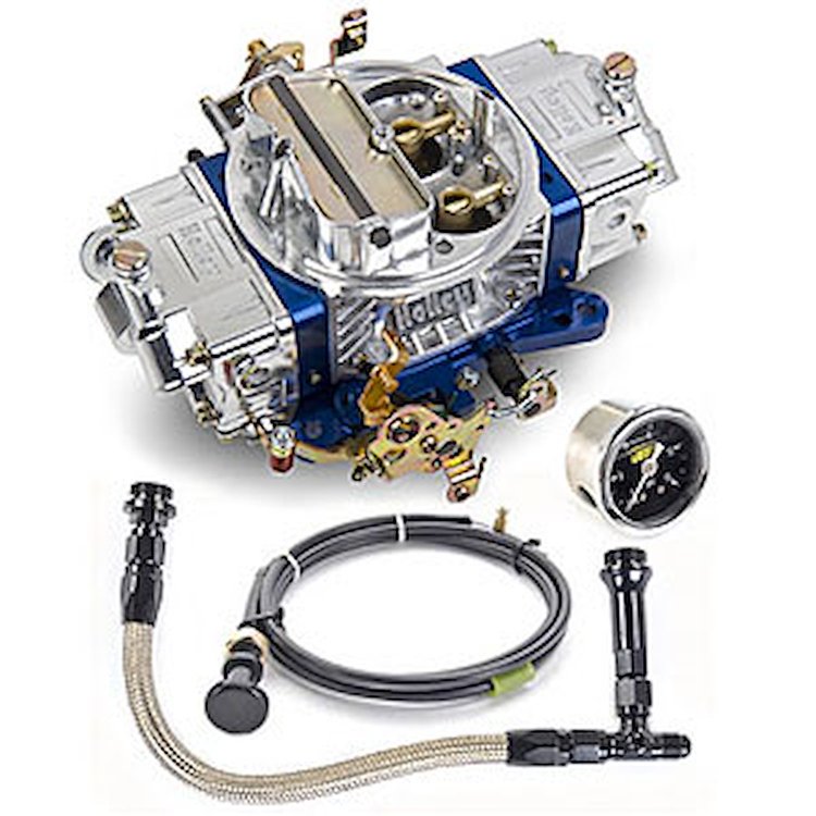 Ultra Double Pumper Carburetor Kit Includes: 650 cfm Carb with Manual Choke (Tumble Polish/ Blue )