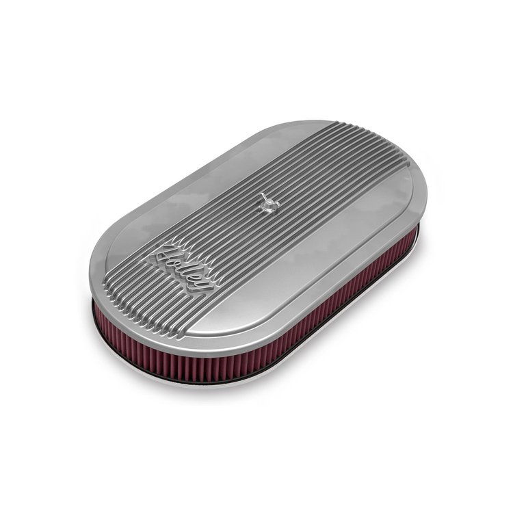 120-400 Vintage Series Oval Finned Air Cleaner Assembly [Cast Aluminum/Natural Finish]