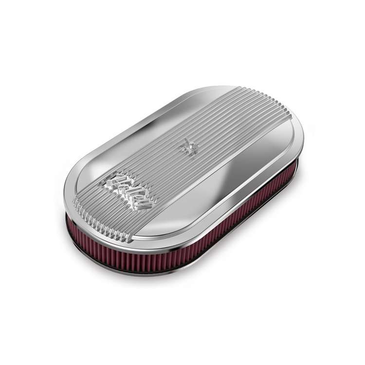120-401 Vintage Series Oval Finned Air Cleaner Assembly [Cast Aluminum/Polished Finish]