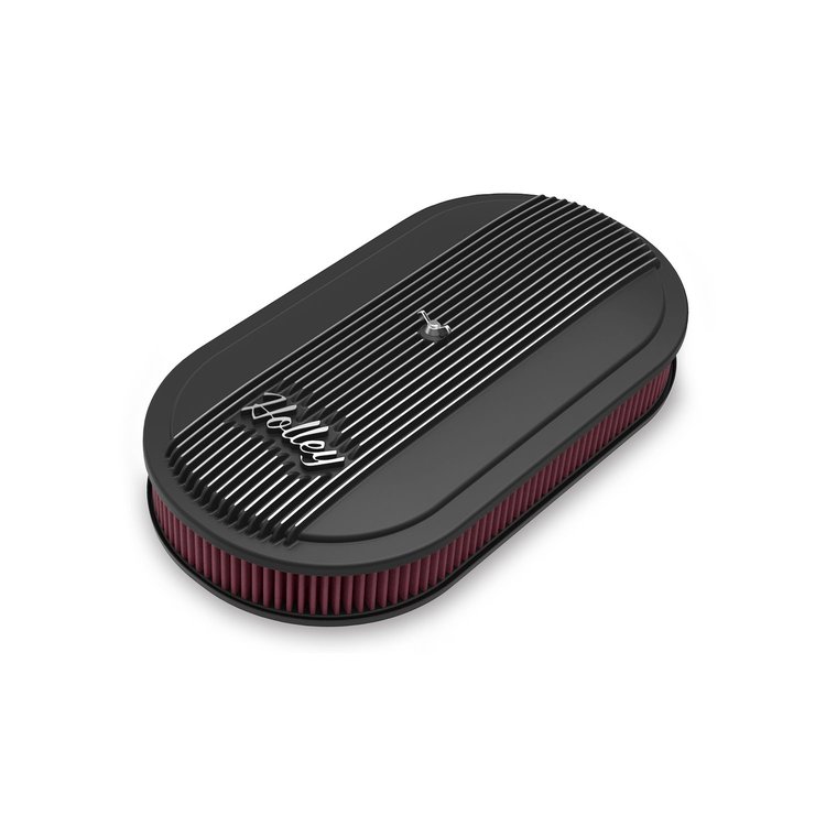 120-402 Vintage Series Oval Finned Air Cleaner Assembly [Cast Aluminum/Satin Black Finish]