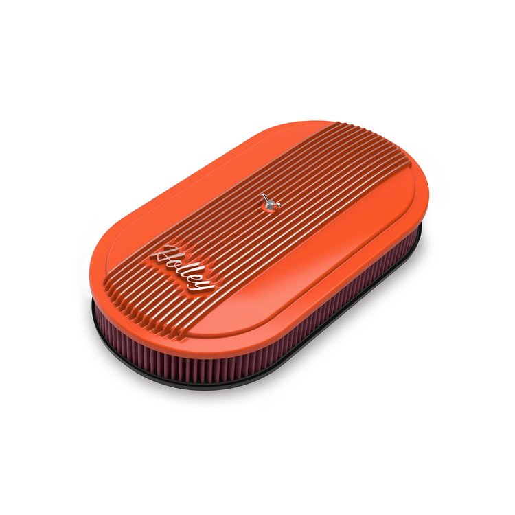 120-403 Vintage Series Oval Finned Air Cleaner Assembly [Cast Aluminum/Factory Orange Finish]