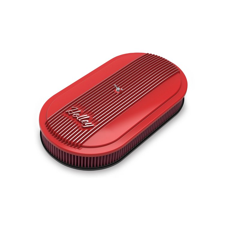 120-404 Vintage Series Oval Finned Air Cleaner Assembly [Cast Aluminum/Gloss Red Finish]
