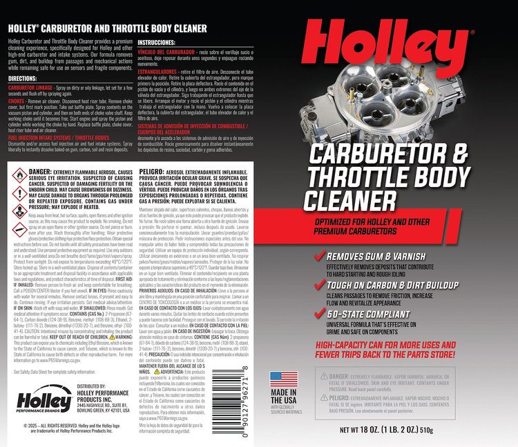 120-HLYCC-18 Carburetor & Throttle Body Cleaner Spray [18 oz. Aerosol Can]