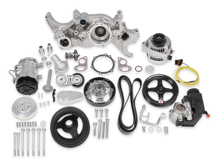 Polished Mid-Mount Complete Accessory System Accessory Drive Belt Kit