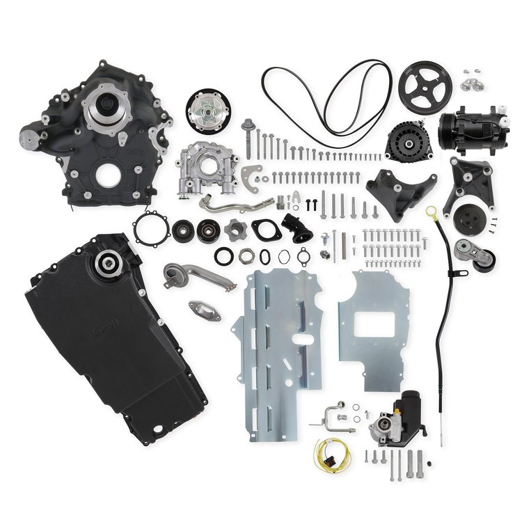 20-345BK Ford 7.3L Godzilla High-Mount Complete Accessory Drive Kit for 1965-1979 Ford F Series Trucks [Black Finish]