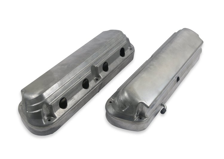 241-185 Ford Fox Body  Mustang-Style 2-Piece Cast-Aluminum Valve Covers for GM Gen III/IV LS Engines [Natural Finish]