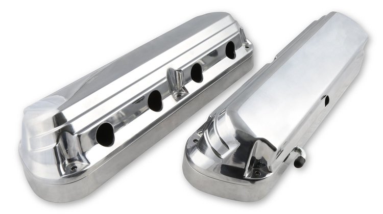 241-186 Ford Fox Body  Mustang-Style 2-Piece Cast-Aluminum Valve Covers for GM Gen III/IV LS Engines [Polished Finish]