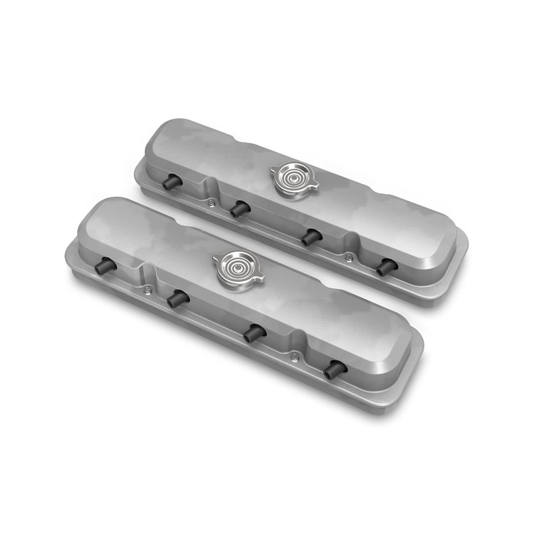 241-190 Pontiac-Style Cast Aluminum Valve Covers in Natural Finish [GM LS1, LS2, LS3, LS6, LS7 Engines]