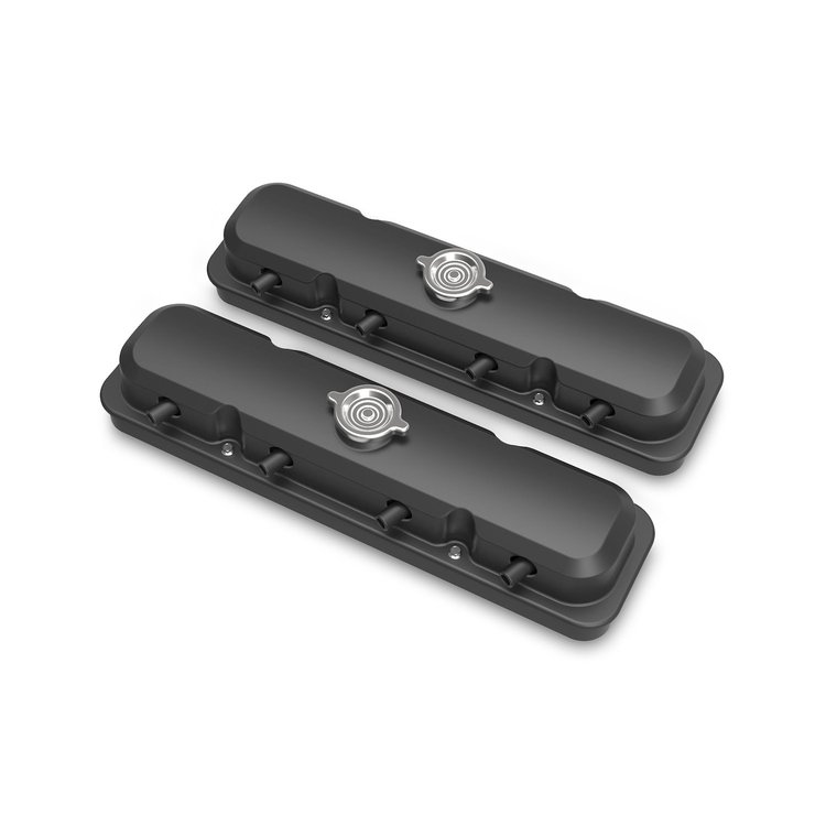 241-192 Pontiac-Style Cast Aluminum Valve Covers in Satin Black Finish [GM LS1, LS2, LS3, LS6, LS7 Engines]
