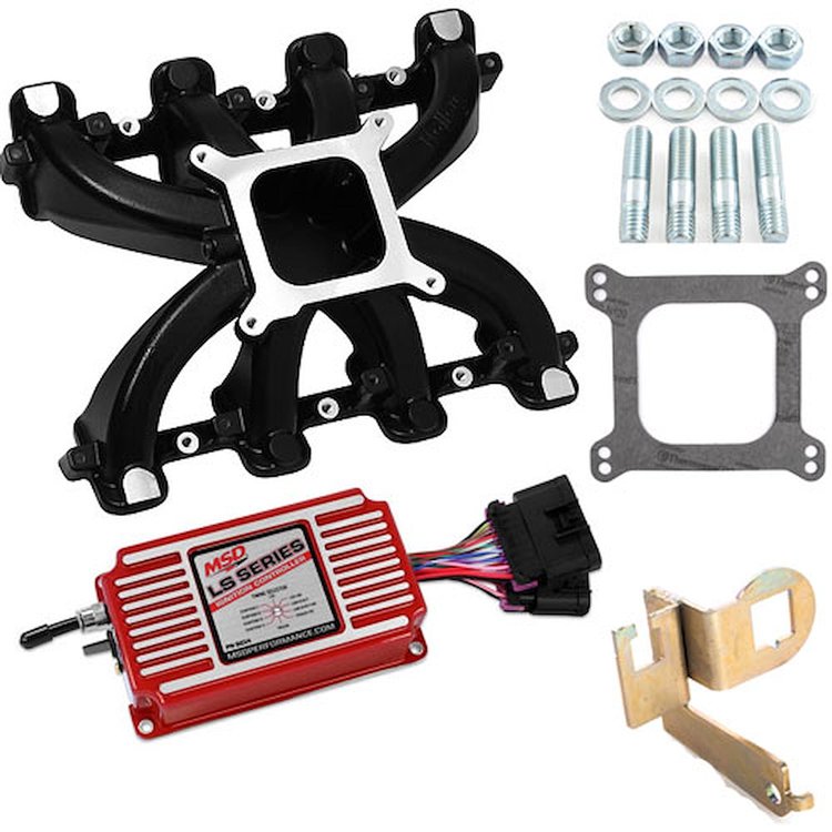 300-132BKK Single Plane Mid-Rise Carbureted Intake Manifold Kit GM LS1/LS2/LS6 Cathedral Port