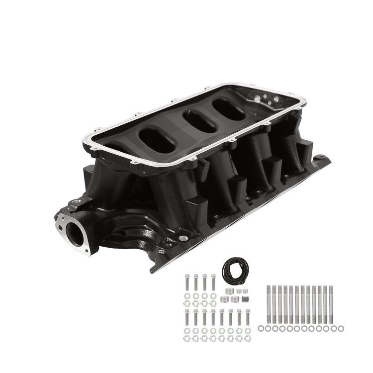 300-243BK Black 351W Ford Hi-Ram Carbureted Manifold Base
