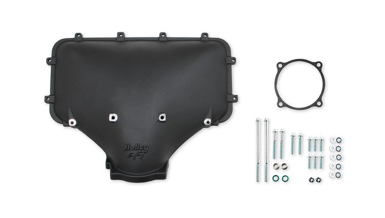 300-301BK EFI Hi-Ram 105 mm Side-Mount Intake Manifold Plenum Top for Ford Style Throttle Body [Black Finish]
