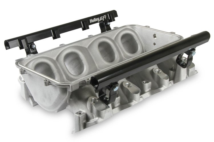 300-670 Lo-Ram Intake Manifold Base and Single Injector Fuel Rail Kit GM LS3/L92 - Satin Finish
