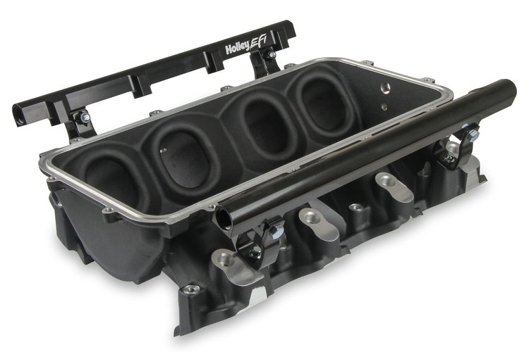 300-670BK Lo-Ram Intake Manifold Base and Single Injector Fuel Rail Kit GM LS3/L92 - Black Powder-Coated Finish