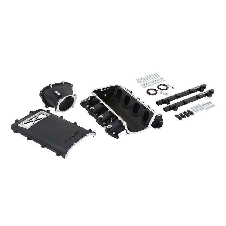 300-719BK Ultra Lo-Ram Intake Manifold w/Burst Panel for Port Injected GM Gen V LT Engines (Black)